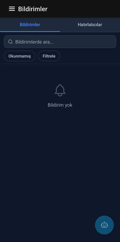 Raporist bildirimler ve hatırlatıcılar ekranı