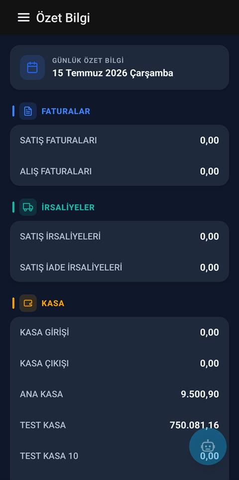 Raporist günlük özet bilgi ekranı