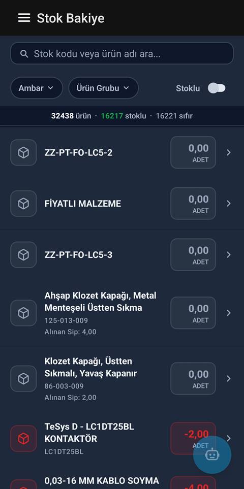 Raporist stok bakiye listesi — binlerce ürün tek ekranda