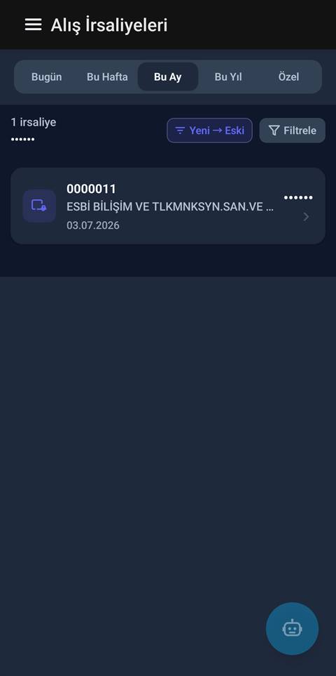 Raporist alış irsaliyeleri listesi